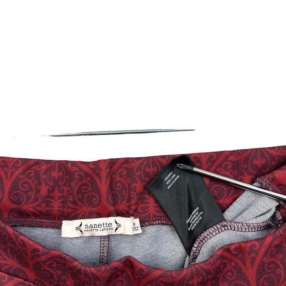 Nanette Lepore Pants Elastic Waist Stretch Tapered Leg Floral‎ Print Red Women M - Picture 3 of 5